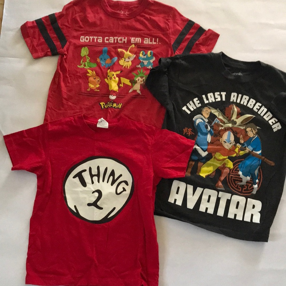 Set of 3 t-shirts for children size M/S/XS /thing 2, Avatar Pokemon